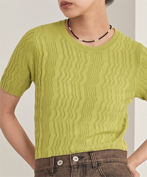 miette（ミエット）の「ジグザグリブ半袖トップス（Tシャツ/カットソー・レディース・オフホワイト/ピンク/ブラック/イエロー系その他・FREE）」の16枚目の写真