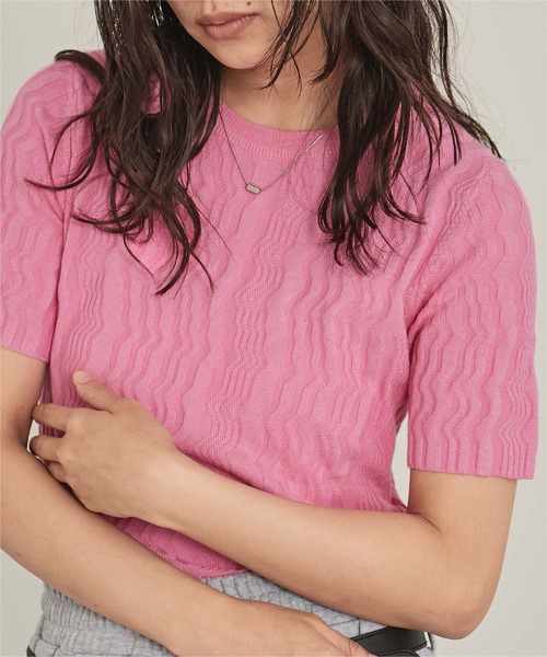 miette（ミエット）の「ジグザグリブ半袖トップス（Tシャツ/カットソー・レディース・オフホワイト/ピンク/ブラック/イエロー系その他・FREE）」の13枚目の写真