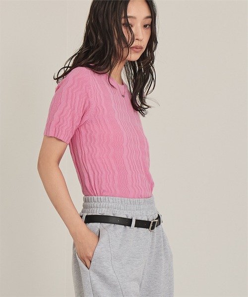 miette（ミエット）の「ジグザグリブ半袖トップス（Tシャツ/カットソー・レディース・オフホワイト/ピンク/ブラック/イエロー系その他・FREE）」の21枚目の写真