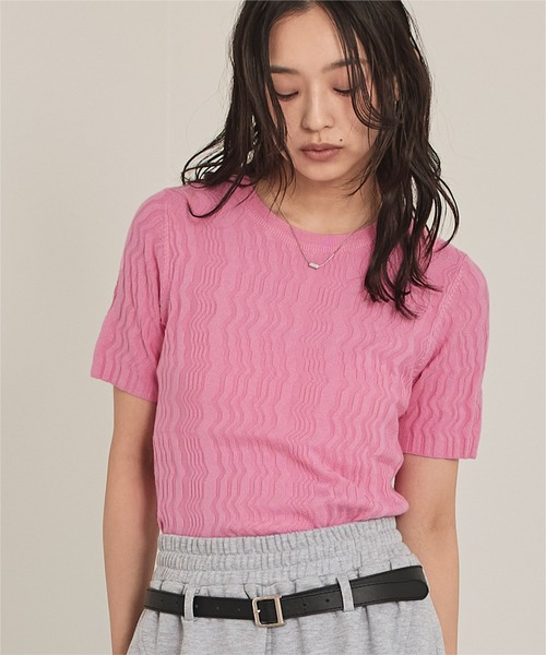 miette（ミエット）の「ジグザグリブ半袖トップス（Tシャツ/カットソー・レディース・オフホワイト/ピンク/ブラック/イエロー系その他・FREE）」の20枚目の写真