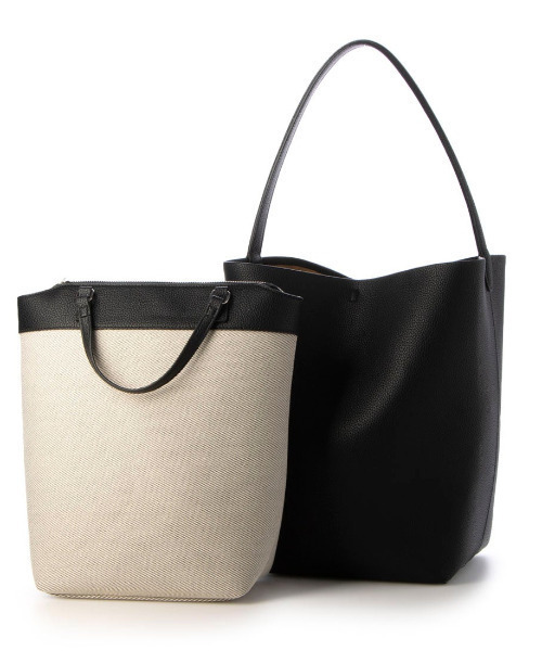 cache cache（カシュ カシュ）の「カシュカシュ cachecache / シュリンクミニマルシェイプバケツバッグL（ショルダーバッグ・レディース・ブラック/ベージュ/アイボリー・FREE）」の9枚目の写真