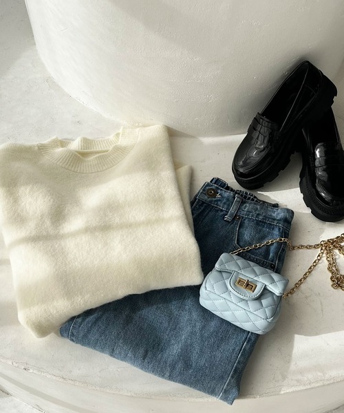 Newlyme（ニューリーミー）の「もちもちオーバーサイズラウンドカットニット（ニット/セーター・レディース・ブラック/モカ/レッド/オフホワイト・FREE）」の20枚目の写真