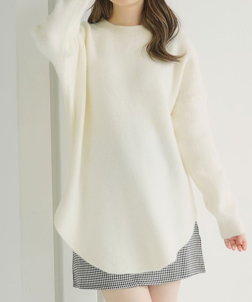 Newlyme（ニューリーミー）の「もちもちオーバーサイズラウンドカットニット（ニット/セーター・レディース・ブラック/モカ/レッド/オフホワイト・FREE）」の7枚目の写真