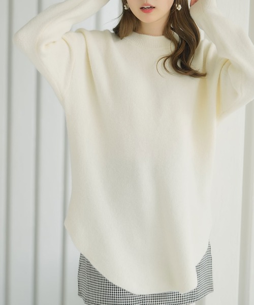 Newlyme（ニューリーミー）の「もちもちオーバーサイズラウンドカットニット（ニット/セーター・レディース・ブラック/モカ/レッド/オフホワイト・FREE）」の17枚目の写真