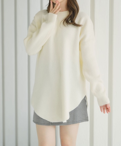 Newlyme（ニューリーミー）の「もちもちオーバーサイズラウンドカットニット（ニット/セーター・レディース・ブラック/モカ/レッド/オフホワイト・FREE）」の18枚目の写真