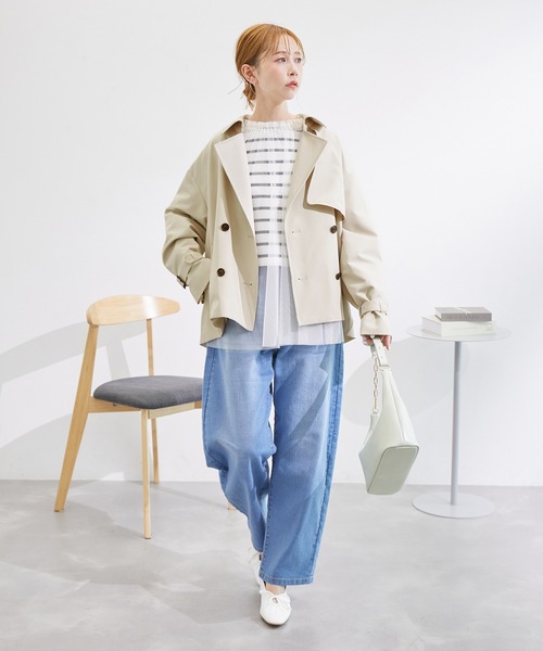 ROPE' PICNIC(ロペピクニック)の「ショートトレンチコート/撥水加工(トレンチコート・レディース・ベージュ/ネイビー/ベージュ系その他・38)」の4枚目の写真