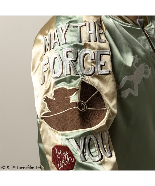 STAR WARS(スターウォーズ)の「【 STARWARS 】 エンブロイダリー スカジャン (L/3L)(スカジャン・レディース・ブラック×ゴールド/ブラック×グリーン/グリーン/シルバー×ブラック/ロイヤルブルー/ブラック×ブルー/レッド/ライトグリーン/ライトブルー/セージグリーン/ブラウン・LARGE/XXX-LARGE)」の12枚目の写真