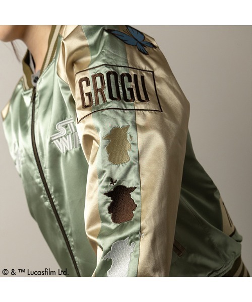 STAR WARS(スターウォーズ)の「【 STARWARS 】 エンブロイダリー スカジャン (L/3L)(スカジャン・レディース・ブラック×ゴールド/ブラック×グリーン/グリーン/シルバー×ブラック/ロイヤルブルー/ブラック×ブルー/レッド/ライトグリーン/ライトブルー/セージグリーン/ブラウン・LARGE/XXX-LARGE)」の13枚目の写真