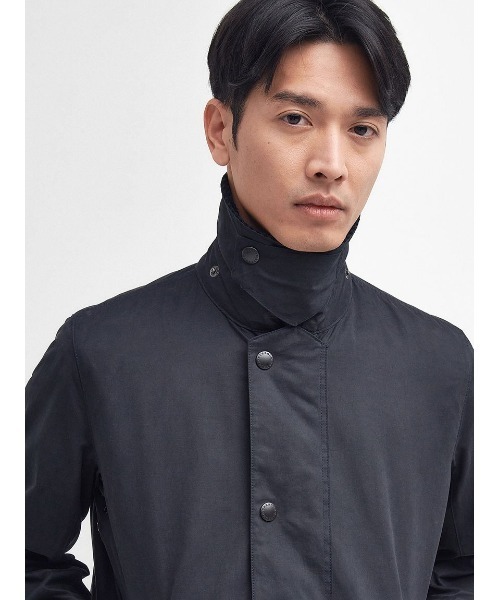 【セール】【BORDER / ボーダー】ピーチスキン ミドルレングス コート（スリムフィット）（ステンカラーコート）｜Barbour（バブアー）