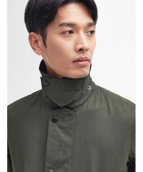 【セール】【BORDER / ボーダー】ピーチスキン ミドルレングス コート（スリムフィット）（ステンカラーコート）｜Barbour（バブアー）