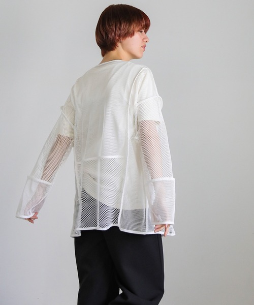 select MOCA(セレクトモカ)の「2WAYメッシュブロッキングトップス(Tシャツ/カットソー・レディース・アイボリー/ブラック・FREE)」の22枚目の写真