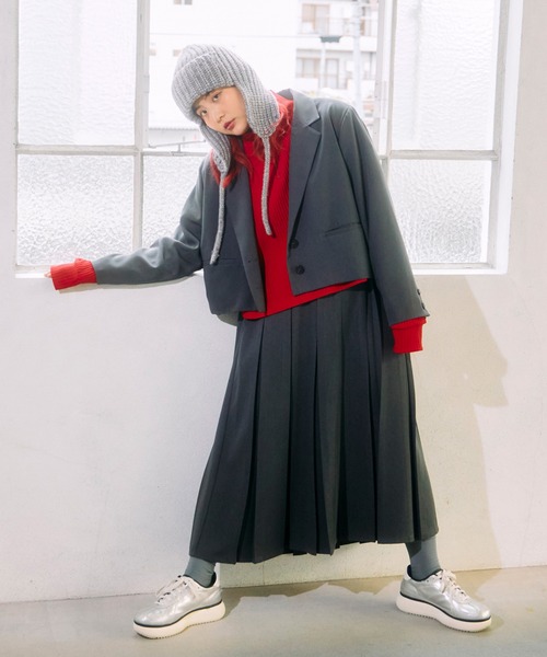 PUNYUS（プニュズ）の「ショートテーラードジャケット（テーラードジャケット・レディース・ブラック/グレー・1/2/3/4）」の4枚目の写真