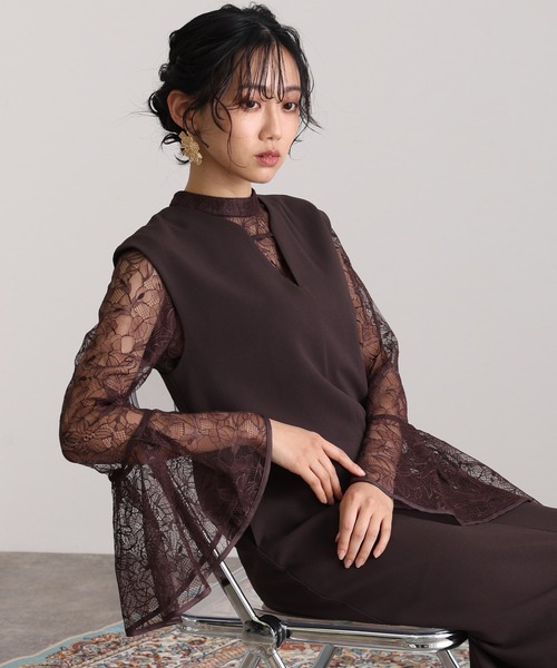 atlo(アトロ)の「ミモレ丈&袖あり フォーマル ベルスリーブ お呼ばれ 結婚式 パーティー ドレス オケージョンドレス 二次会 成人式 (ドレス・レディース・ブラウン/ブラック/ベージュ系その他・M)」の19枚目の写真