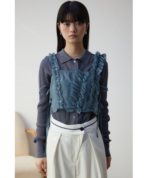 AZUL by moussy（アズールバイマウジー）の「チュールフリルビスチェ（ベスト・レディース・グレー/ブラック・FREE）」の16枚目の写真