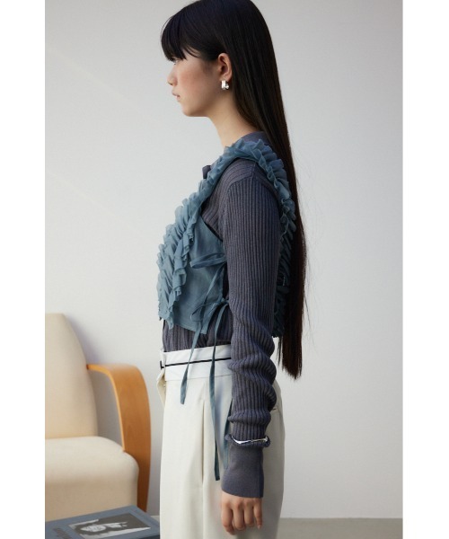 AZUL by moussy（アズールバイマウジー）の「チュールフリルビスチェ（ベスト・レディース・グレー/ブラック・FREE）」の17枚目の写真