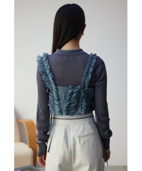 AZUL by moussy（アズールバイマウジー）の「チュールフリルビスチェ（ベスト・レディース・グレー/ブラック・FREE）」の18枚目の写真