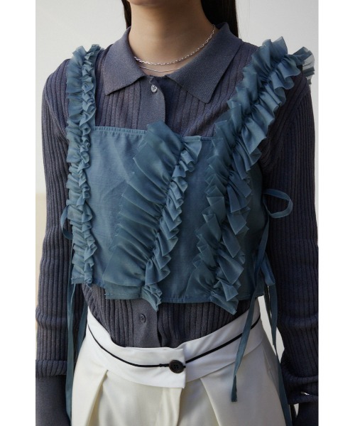 AZUL by moussy（アズールバイマウジー）の「チュールフリルビスチェ（ベスト・レディース・グレー/ブラック・FREE）」の20枚目の写真