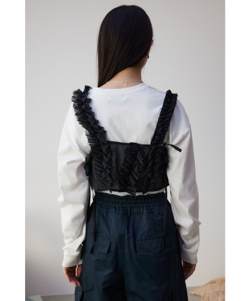 AZUL by moussy（アズールバイマウジー）の「チュールフリルビスチェ（ベスト・レディース・グレー/ブラック・FREE）」の8枚目の写真