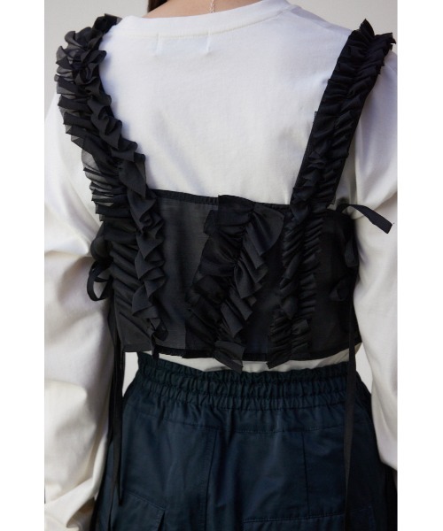 AZUL by moussy（アズールバイマウジー）の「チュールフリルビスチェ（ベスト・レディース・グレー/ブラック・FREE）」の9枚目の写真