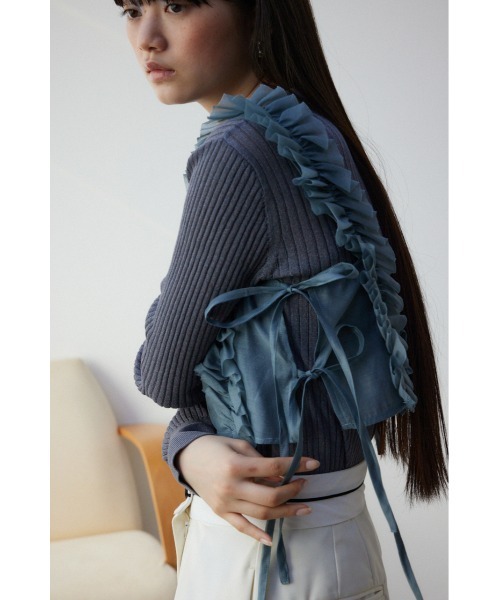 AZUL by moussy（アズールバイマウジー）の「チュールフリルビスチェ（ベスト・レディース・グレー/ブラック・FREE）」の13枚目の写真
