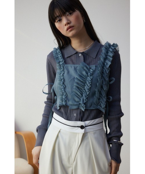 AZUL by moussy（アズールバイマウジー）の「チュールフリルビスチェ（ベスト・レディース・グレー/ブラック・FREE）」の14枚目の写真