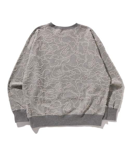 A BATHING APE SOLID CAMO JACQUARD ONE POINT RELAX FIT CREWNECK  