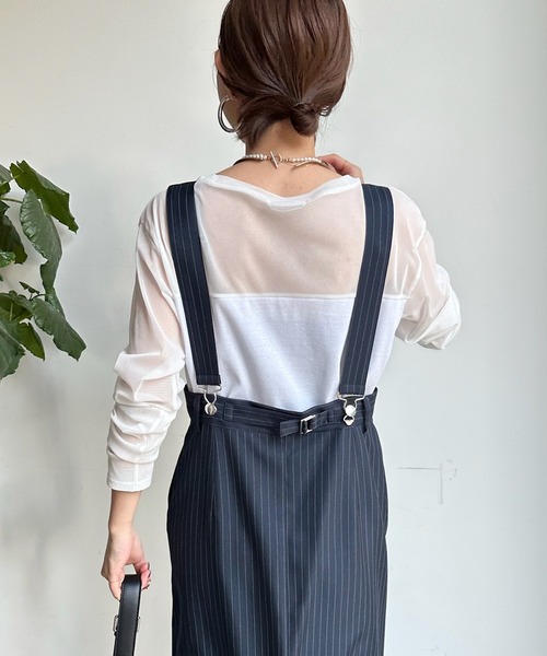 DouDou（ドゥドゥ）の「チュール切替シアーTEE（Tシャツ/カットソー・レディース・ブラック/オフホワイト/ライトベージュ・FREE）」の12枚目の写真