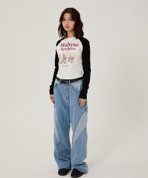 セール】【UNISEX】Wai Kei／マルチーズラグランロングTシャツ