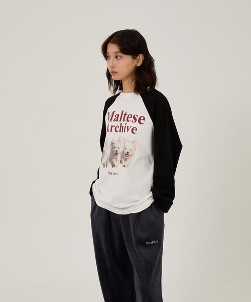 セール】【UNISEX】Wai Kei／マルチーズラグランロングTシャツ