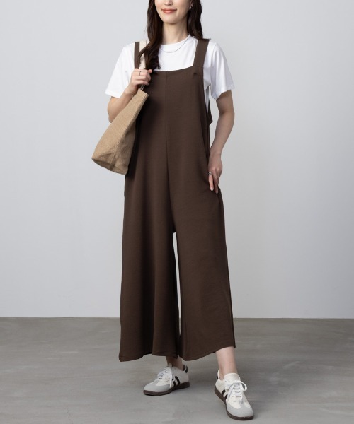 Howdy Marie（ハウディ―マリー）の「Howdy Marie ハウディーマリー カットソー素材 サロペット＋インナーTシャツSET アンサンブル（サロペット/オーバーオール・レディース・ブラウン/オフホワイト/ブラック・L/M）」の3枚目の写真