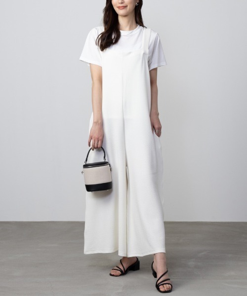 Howdy Marie（ハウディ―マリー）の「Howdy Marie ハウディーマリー カットソー素材 サロペット＋インナーTシャツSET アンサンブル（サロペット/オーバーオール・レディース・ブラウン/オフホワイト/ブラック・L/M）」の2枚目の写真