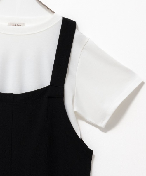 Howdy Marie（ハウディ―マリー）の「Howdy Marie ハウディーマリー カットソー素材 サロペット＋インナーTシャツSET アンサンブル（サロペット/オーバーオール・レディース・ブラウン/オフホワイト/ブラック・L/M）」の18枚目の写真