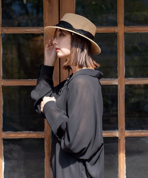 VitaFelice（ヴィータフェリーチェ）の「カンカン帽（ハット・レディース・ライトベージュ/ブラック・FREE）」の8枚目の写真