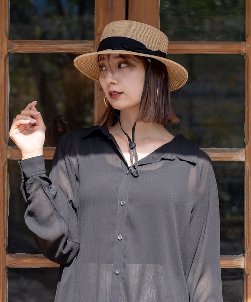 VitaFelice（ヴィータフェリーチェ）の「カンカン帽（ハット・レディース・ライトベージュ/ブラック・FREE）」の9枚目の写真