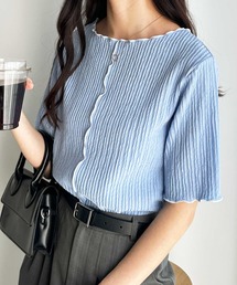 GeeRA | 前後2WAY配色メロー5分袖カットソー(Tシャツ/カットソー)