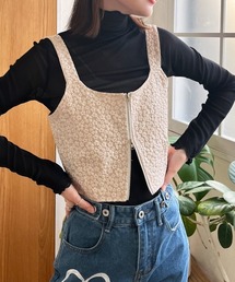 Wジップふくれジャガードビスチェ