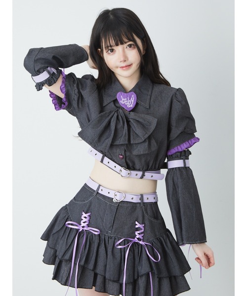 Ank Rouge(アンクルージュ)の「アームウォーマー付きTOPS(シャツ/ブラウス・レディース・ネイビー/ブラック・M)」の10枚目の写真