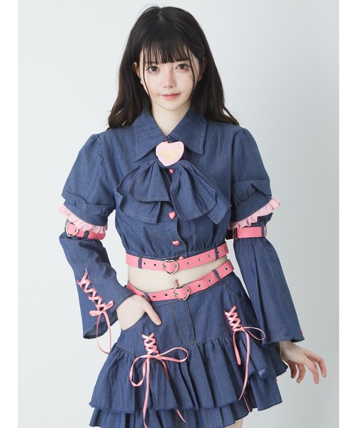 Ank Rouge(アンクルージュ)の「アームウォーマー付きTOPS(シャツ/ブラウス・レディース・ネイビー/ブラック・M)」の9枚目の写真