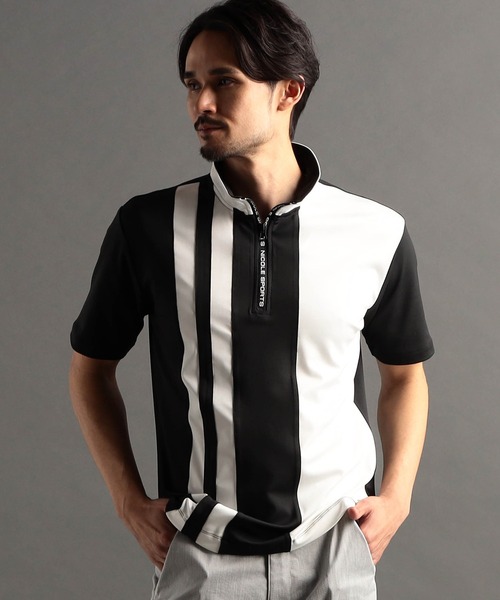 NICOLE CLUB FOR MEN（ニコルクラブフォーメン）の「【24年モデル EC限定再販売】アラカルト切替ハーフジップポロシャツ（ポロシャツ・メンズ・オフホワイト/ブラック/その他3/その他2・X-LARGE/LARGE/MEDIUM/XX-LARGE）」の4枚目の写真