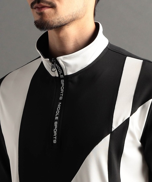 NICOLE CLUB FOR MEN（ニコルクラブフォーメン）の「【24年モデル EC限定再販売】アラカルト切替ハーフジップポロシャツ（ポロシャツ・メンズ・オフホワイト/ブラック/その他3/その他2・X-LARGE/LARGE/MEDIUM/XX-LARGE）」の6枚目の写真