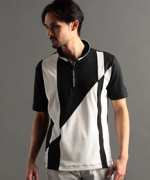 NICOLE CLUB FOR MEN（ニコルクラブフォーメン）の「【24年モデル EC限定再販売】アラカルト切替ハーフジップポロシャツ（ポロシャツ・メンズ・オフホワイト/ブラック/その他3/その他2・X-LARGE/LARGE/MEDIUM/XX-LARGE）」の20枚目の写真