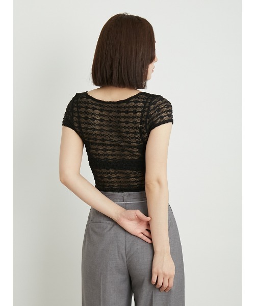 LILY BROWN（リリーブラウン）の「【LILY BROWN Lingerie】レーシーリボンボディスーツ（ブラ&ショーツ・レディース・アイボリー/ブラック・FREE）」の4枚目の写真