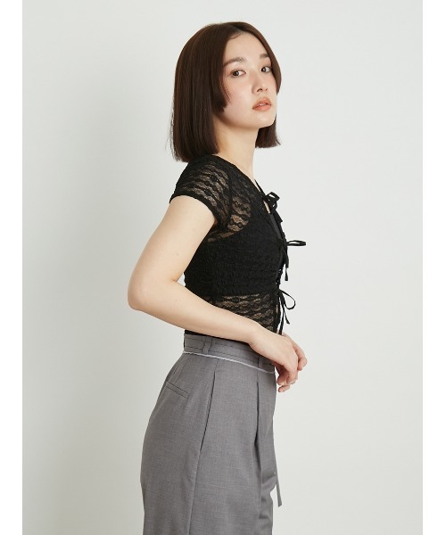 LILY BROWN（リリーブラウン）の「【LILY BROWN Lingerie】レーシーリボンボディスーツ（ブラ&ショーツ・レディース・アイボリー/ブラック・FREE）」の5枚目の写真