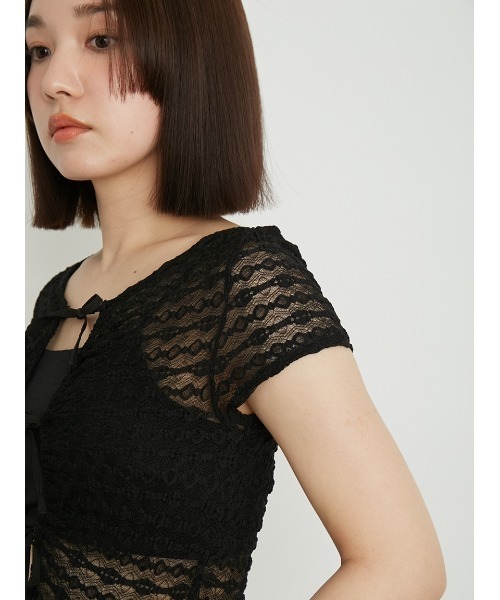 LILY BROWN（リリーブラウン）の「【LILY BROWN Lingerie】レーシーリボンボディスーツ（ブラ&ショーツ・レディース・アイボリー/ブラック・FREE）」の7枚目の写真