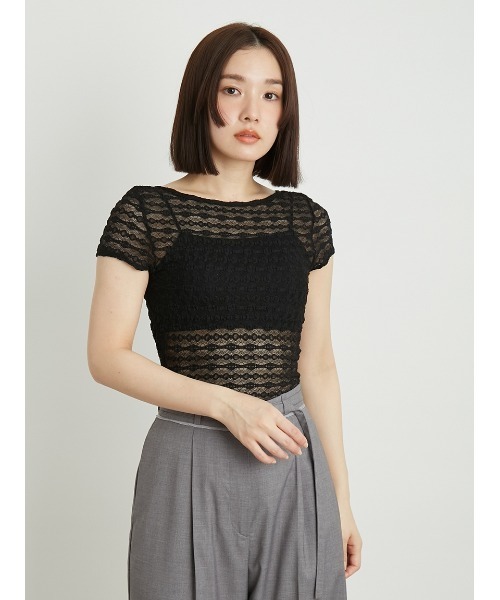 LILY BROWN（リリーブラウン）の「【LILY BROWN Lingerie】レーシーリボンボディスーツ（ブラ&ショーツ・レディース・アイボリー/ブラック・FREE）」の9枚目の写真