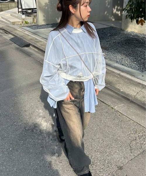 WHO'S WHO gallery（フーズフーギャラリー）の「メッシュプルオーバー（Tシャツ/カットソー・レディース・ブラック/オフホワイト/グレー・FREE）」の2枚目の写真