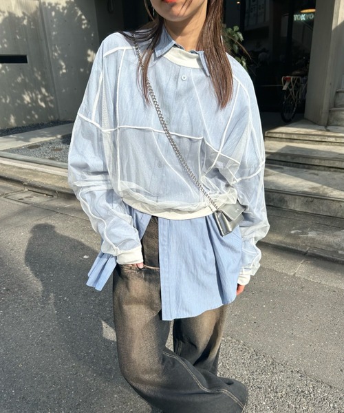 WHO'S WHO gallery（フーズフーギャラリー）の「メッシュプルオーバー（Tシャツ/カットソー・レディース・ブラック/オフホワイト/グレー・FREE）」の4枚目の写真