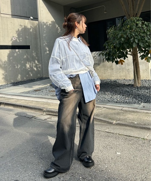 WHO'S WHO gallery（フーズフーギャラリー）の「メッシュプルオーバー（Tシャツ/カットソー・レディース・ブラック/オフホワイト/グレー・FREE）」の5枚目の写真