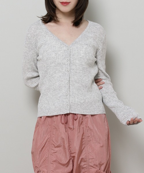 3.3 Field Trip （3.3フィールドトリップ）の「3.3 Field Trip／Vネック カーディガン（カーディガン/ボレロ・レディース・ベビーピンク/アイボリー/ライトグレー・FREE）」の2枚目の写真