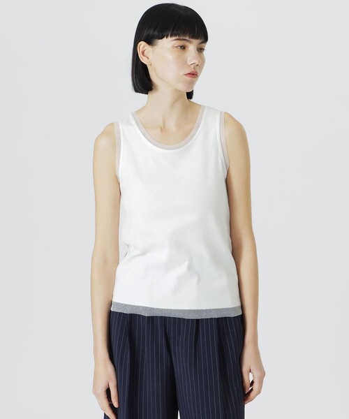 LOVELESS（ラブレス）の「フライスリブタンクトップ（タンクトップ・レディース・オフホワイト/ブラック/ベージュ系その他・36）」の2枚目の写真